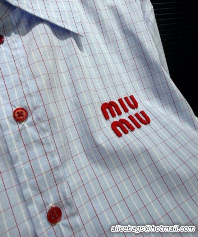 Top Quality Miu Miu Plaid Shirt MM122522 Blue/Red 2025