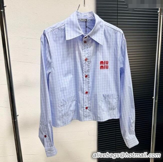Top Quality Miu Miu Plaid Shirt MM122522 Blue/Red 2025