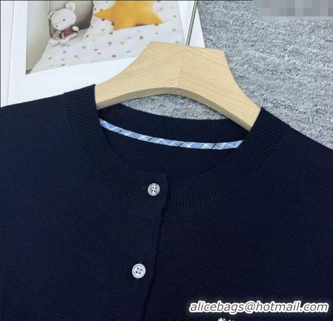 Big Discount Miu Miu Wool Cardigan with Blud Plaid Trim MM122523 Royal Blue 2025