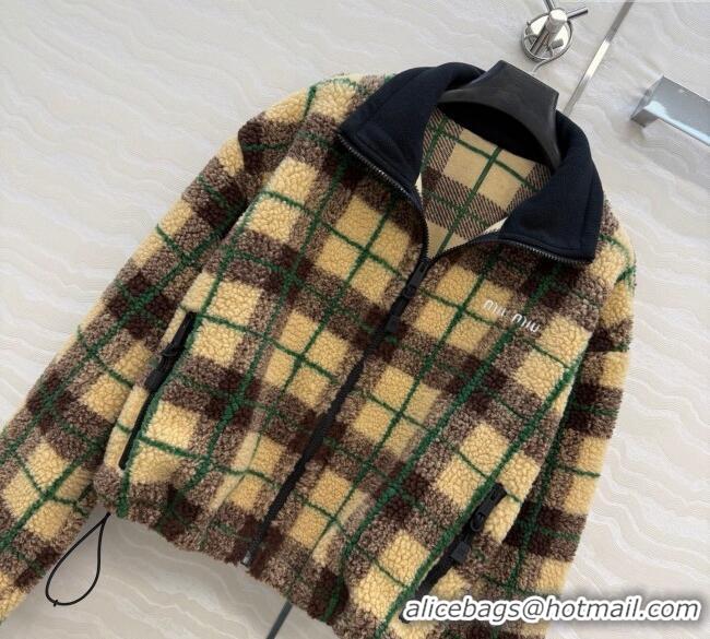 Super Quality Miu Miu Plaid Jacket MM122526 Beige 2025