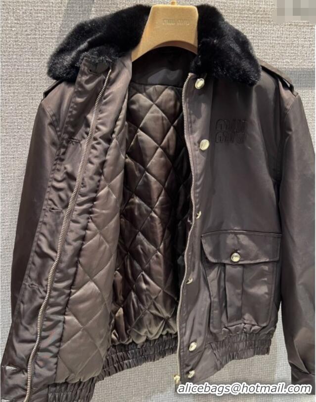 Best Price Miu Miu Jacket with Wool Neck Vintage MM122528 Brown 2025