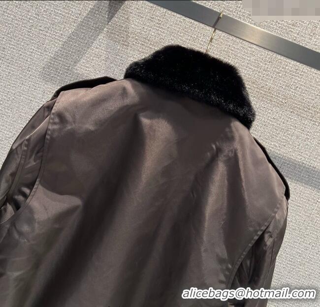 Best Price Miu Miu Jacket with Wool Neck Vintage MM122528 Brown 2025