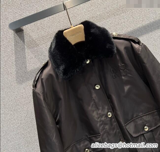 Best Price Miu Miu Jacket with Wool Neck Vintage MM122528 Brown 2025