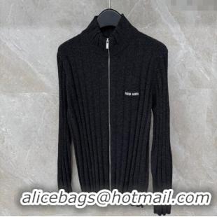 Good Quality Miu Miu Knit Cardigan MM122529 Dark Grey 2025