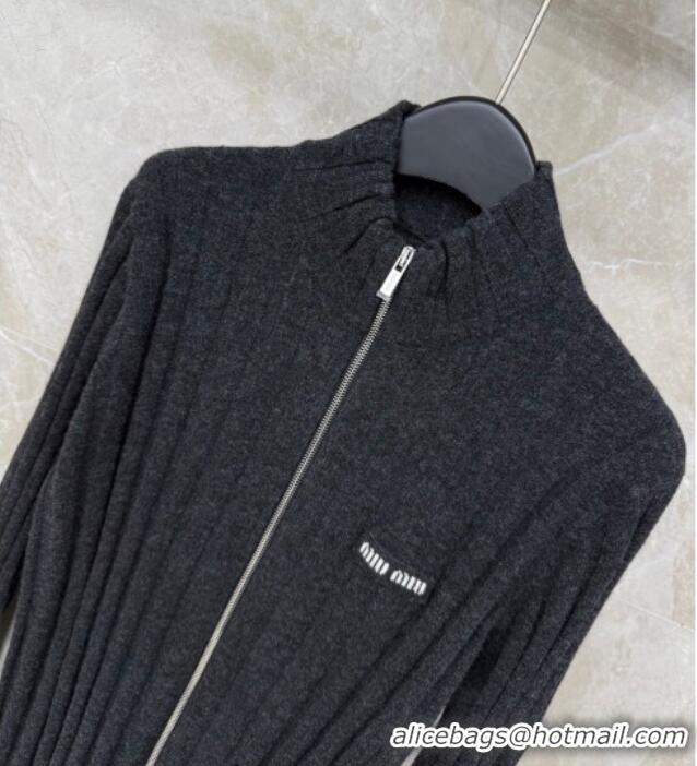 Good Quality Miu Miu Knit Cardigan MM122529 Dark Grey 2025