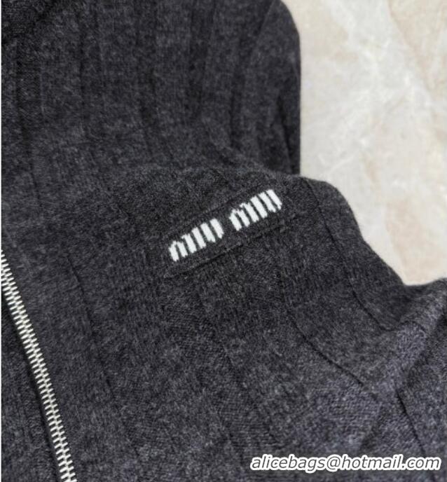 Good Quality Miu Miu Knit Cardigan MM122529 Dark Grey 2025
