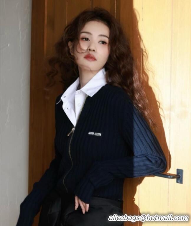 Good Quality Miu Miu Knit Cardigan MM122529 Dark Grey 2025