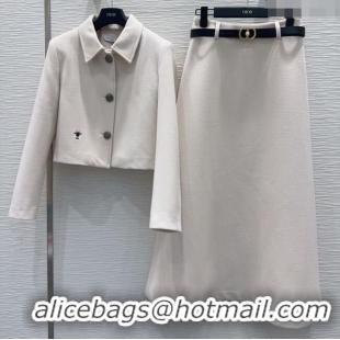 Top Grade Dior Jacket and Skirt Set DR122601 Grey White 2025