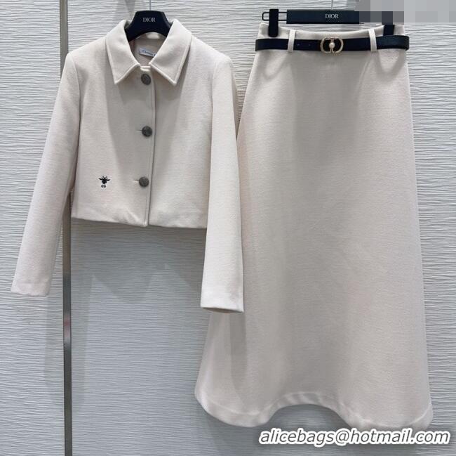 Top Grade Dior Jacket and Skirt Set DR122601 Grey White 2025