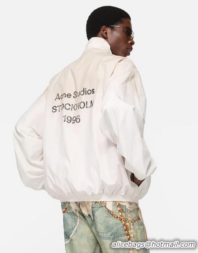 ​Super Quality Acne Studios Logo Zipper Men Jacket AS1188 Dusty White