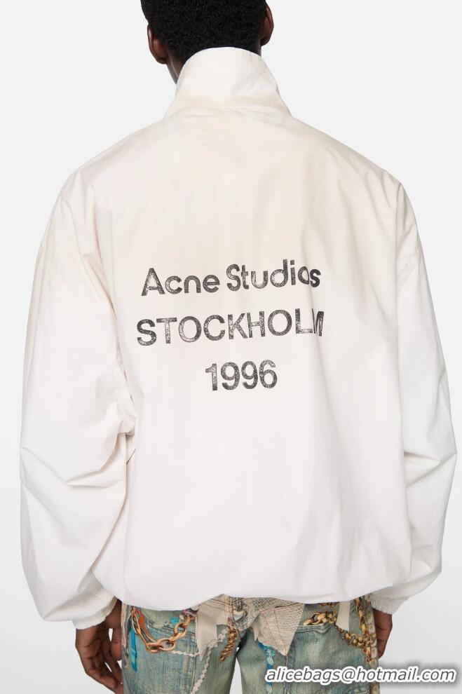 ​Super Quality Acne Studios Logo Zipper Men Jacket AS1188 Dusty White