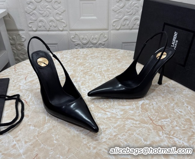 Sumptuous Saint Laurent Romy Slingback Pumps 10.5cm in Patent Leather Black 1028083