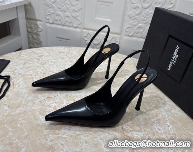 Sumptuous Saint Laurent Romy Slingback Pumps 10.5cm in Patent Leather Black 1028083