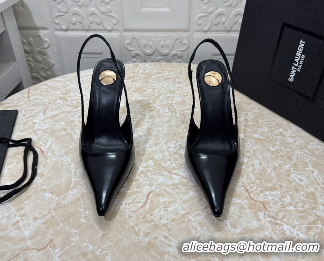 Sumptuous Saint Laurent Romy Slingback Pumps 10.5cm in Patent Leather Black 1028083