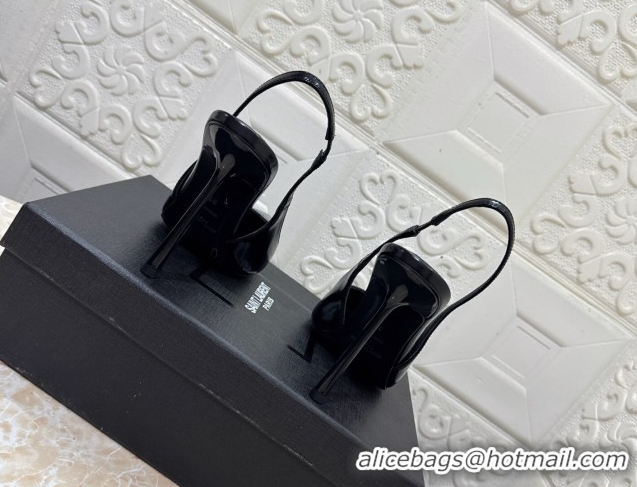 Sumptuous Saint Laurent Romy Slingback Pumps 10.5cm in Patent Leather Black 1028083