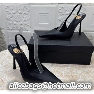 Good Product Saint Laurent Vendome Slingback Pumps 10.5cm in Calf Leather Black 1028097