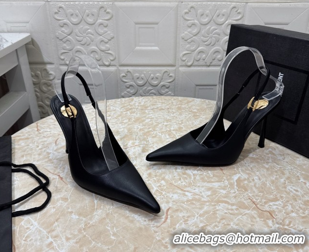 Good Product Saint Laurent Vendome Slingback Pumps 10.5cm in Calf Leather Black 1028097