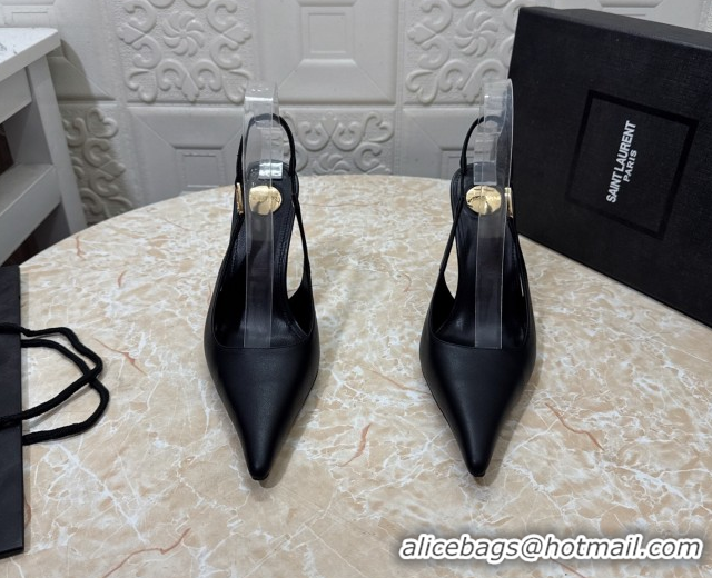 Good Product Saint Laurent Vendome Slingback Pumps 10.5cm in Calf Leather Black 1028097