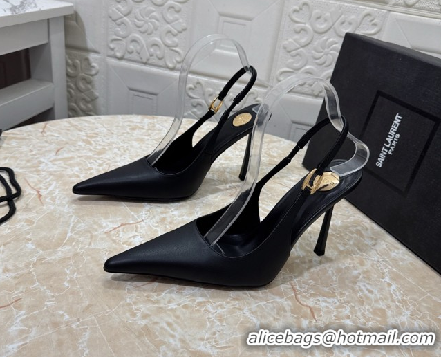 Good Product Saint Laurent Vendome Slingback Pumps 10.5cm in Calf Leather Black 1028097