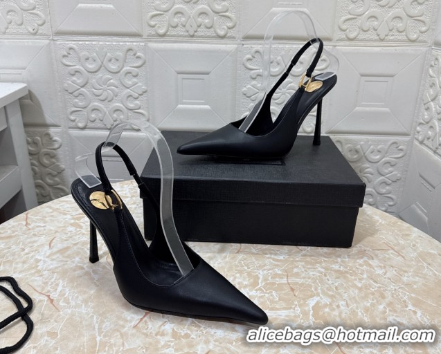 Good Product Saint Laurent Vendome Slingback Pumps 10.5cm in Calf Leather Black 1028097