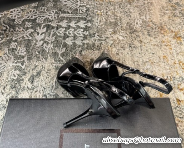 Best Product Saint Laurent Slingback Pumps 10.5cm in Shiny Leather Black/Silver 1028102