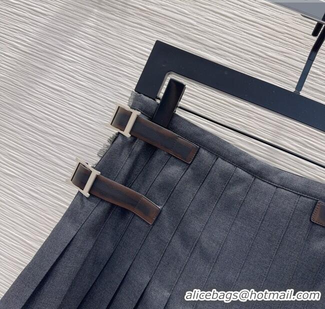 Big Discount Prada Mini Skirt with Buckles PR122607 Grey 2025