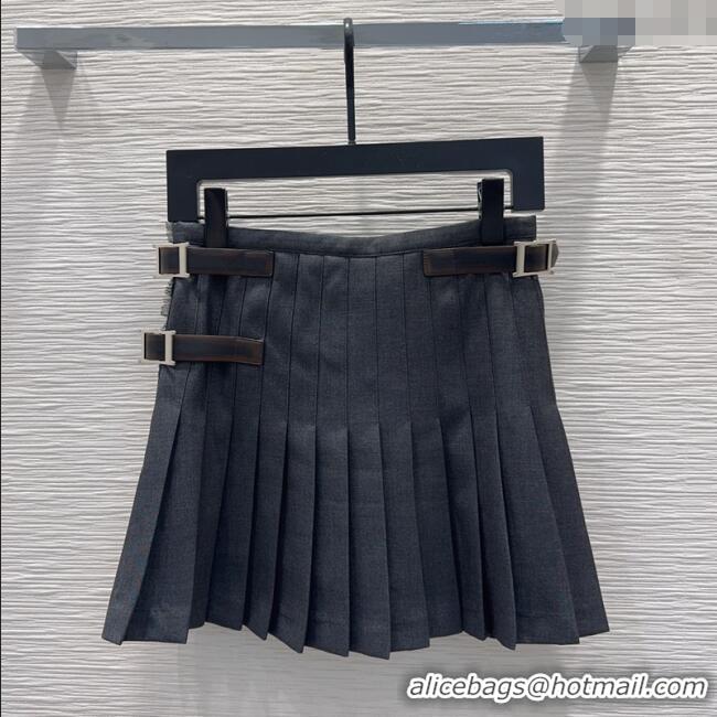 Big Discount Prada Mini Skirt with Buckles PR122607 Grey 2025