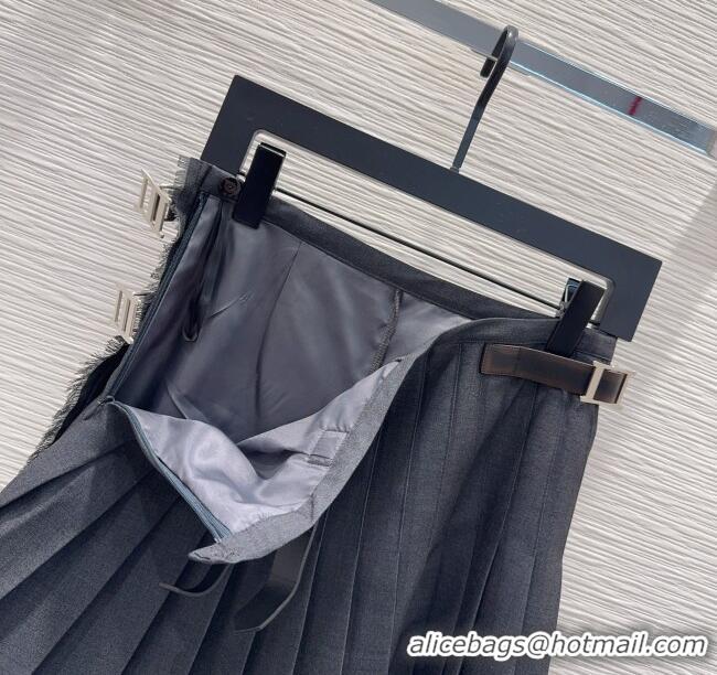 Big Discount Prada Mini Skirt with Buckles PR122607 Grey 2025
