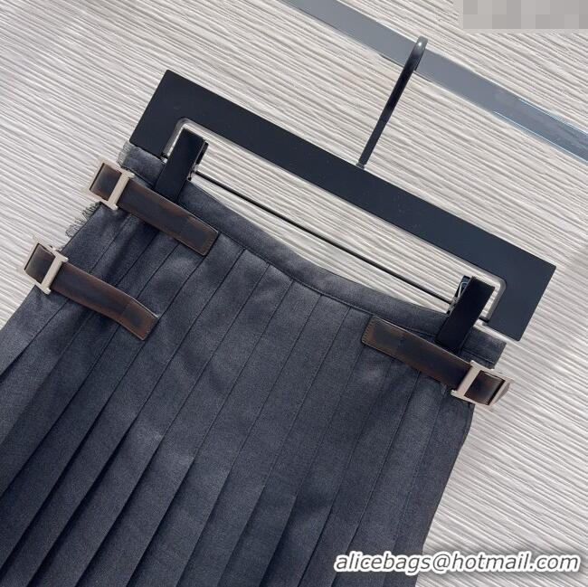 Big Discount Prada Mini Skirt with Buckles PR122607 Grey 2025