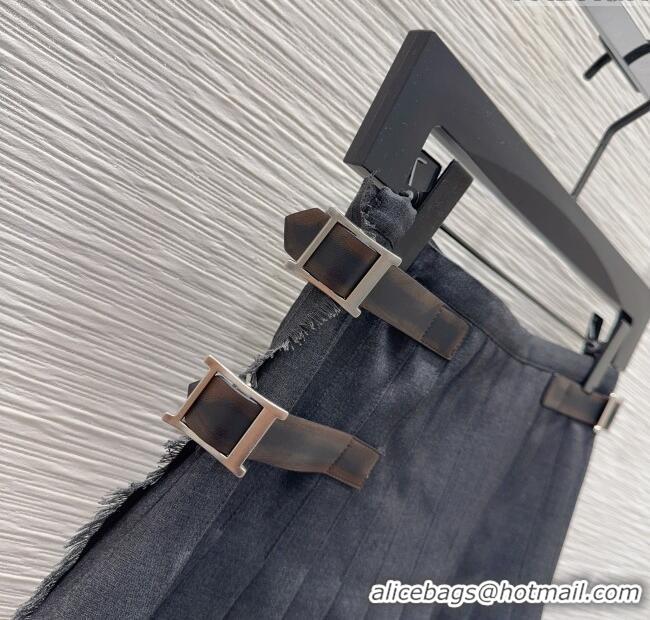 Big Discount Prada Mini Skirt with Buckles PR122607 Grey 2025