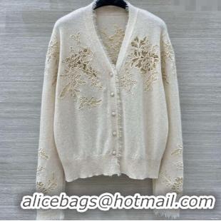 Buy Discount Ermanno Scervino Cashmere Cardigan with Lace Embroidery ES122601 Light Grey 2025