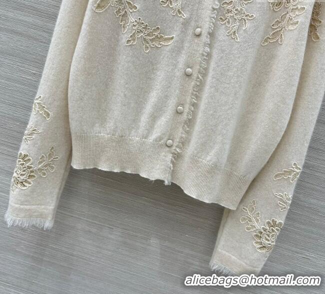 Buy Discount Ermanno Scervino Cashmere Cardigan with Lace Embroidery ES122601 Light Grey 2025