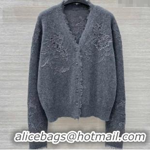 ​Good Product Ermanno Scervino Cashmere Cardigan with Lace Embroidery ES122601 Dark Grey 2025