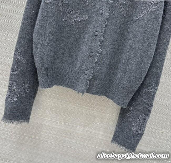 ​Good Product Ermanno Scervino Cashmere Cardigan with Lace Embroidery ES122601 Dark Grey 2025
