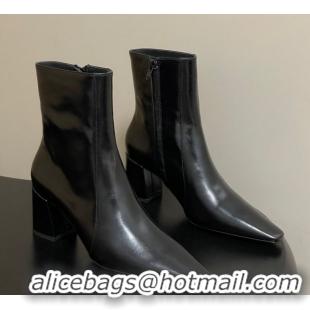 Good Product Saint Laurent Rainer Heel Ankle Boots 7.5cm in Shiny Leather Black 1028105