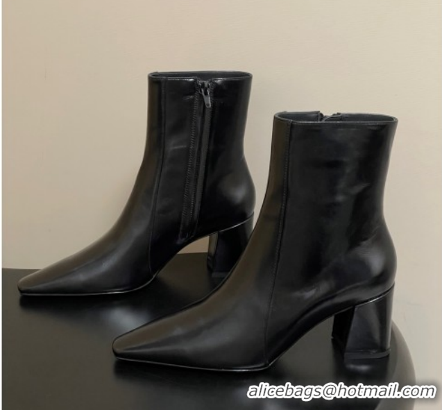 Good Product Saint Laurent Rainer Heel Ankle Boots 7.5cm in Shiny Leather Black 1028105