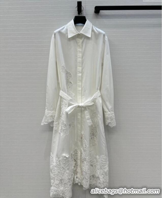Good Quality Ermanno Scervino Cotton Lace Shirt Dress ES122603 White 2025
