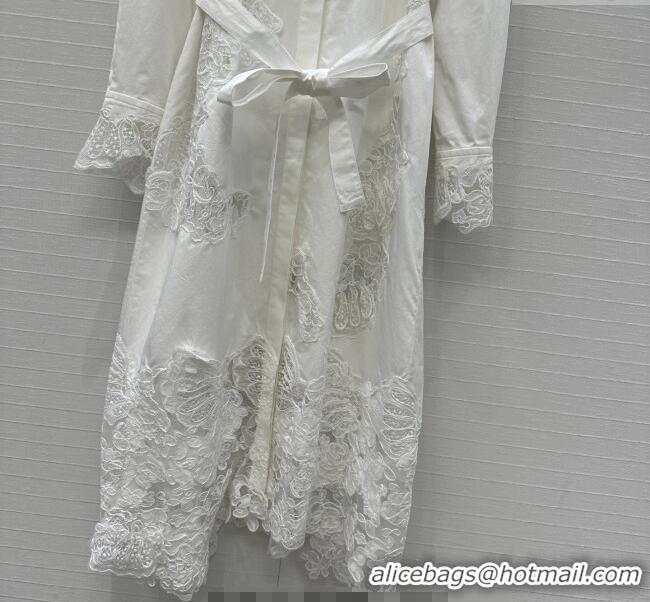 Good Quality Ermanno Scervino Cotton Lace Shirt Dress ES122603 White 2025