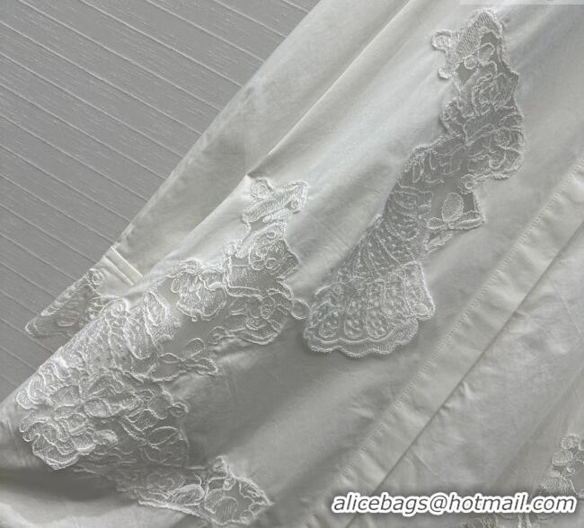 Good Quality Ermanno Scervino Cotton Lace Shirt Dress ES122603 White 2025