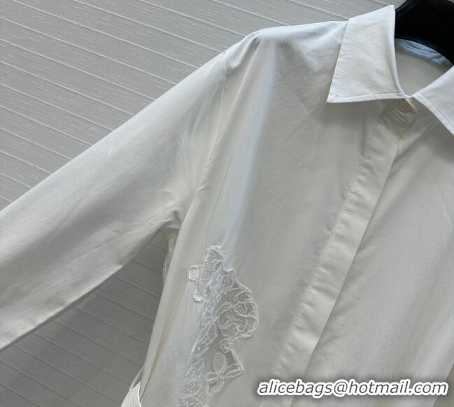 Good Quality Ermanno Scervino Cotton Lace Shirt Dress ES122603 White 2025