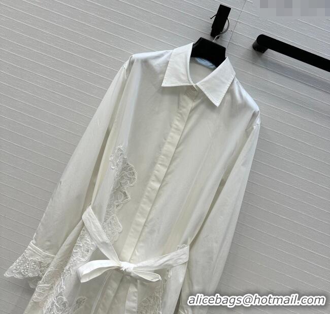 Good Quality Ermanno Scervino Cotton Lace Shirt Dress ES122603 White 2025