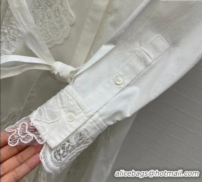 Good Quality Ermanno Scervino Cotton Lace Shirt Dress ES122603 White 2025