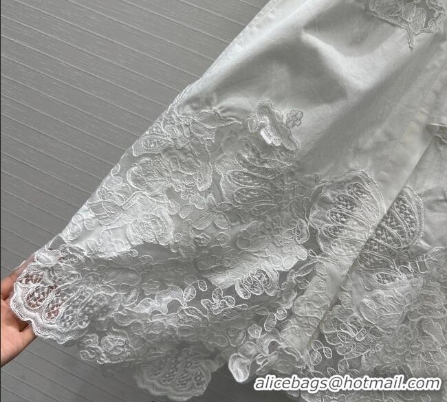 Good Quality Ermanno Scervino Cotton Lace Shirt Dress ES122603 White 2025