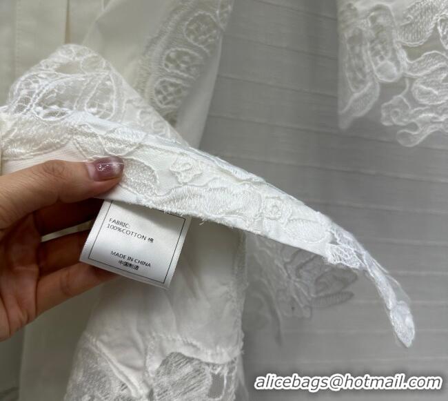 Good Quality Ermanno Scervino Cotton Lace Shirt Dress ES122603 White 2025