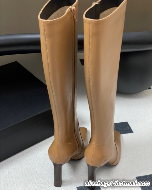 Top Grade Saint Laurent Francoise Heel High Boots 10cm in Leather Yellow 1028110