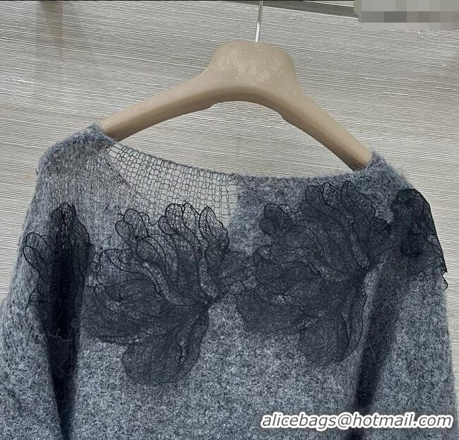 Discount Ermanno Scervino Lace Charm Sweater ES122604 Grey 2025
