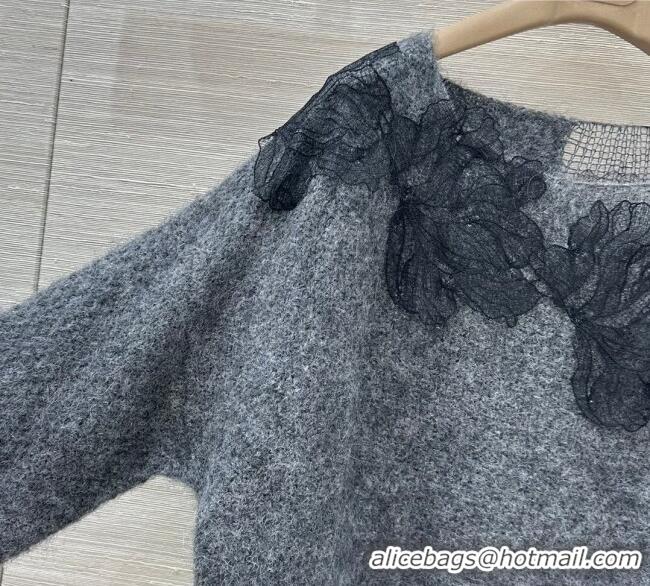 Discount Ermanno Scervino Lace Charm Sweater ES122604 Grey 2025