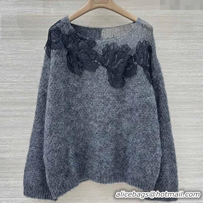 Discount Ermanno Scervino Lace Charm Sweater ES122604 Grey 2025