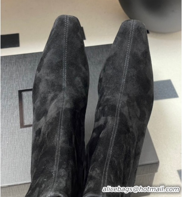 Classic Hot Saint Laurent Jill Heel Ankle Boots 7.5cm in Suede Black 1028115