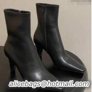 Shop Cheap Saint Laurent Jill Heel Ankle Boots 7.5cm in Calf Leather Black 1028112